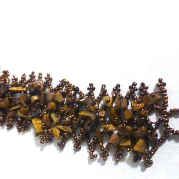 Glass TIGER EYE NECKLACE Vintage Necklace Vintage Jewelry BRACELET Jewelry Box - Picture 2 of 7